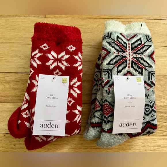 Auden Accessories - NWT Auden Cozy Crew Socks 2-pack Red and Gray